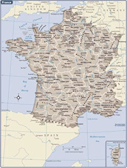 France Metal Print Collection: France country map