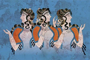 Bronze Age Bronze Age Poster Print Collection: Fresco Three Minoan Women Knossos