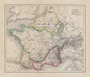 Topographic Map Collection: Gaul in the time of Julius Caesar, published in 1867