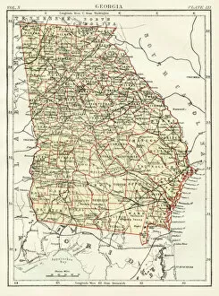 Georgia Premium Framed Print Collection: Georgia map 1884