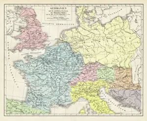 Germany Pillow Collection: Germany and the northern provinces of the roman empire map 1895