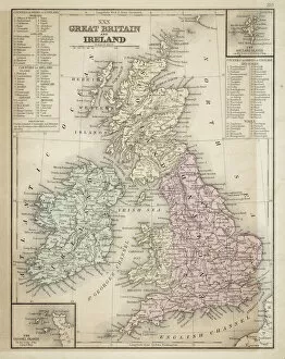 Maps Premium Framed Print Collection: Great Britain and Ireland map 1867