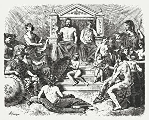 Top Sellers - Art Prints Premium Framed Print Collection: Greek gods in the Olymp, Greek mythology, published in 1880