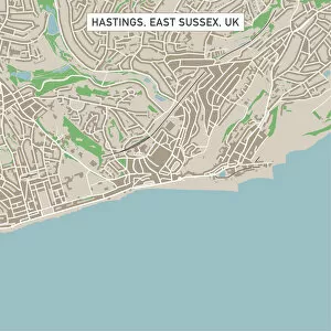 Vector illustrations Mouse Mat Collection: Hastings East Sussex UK City Street Map