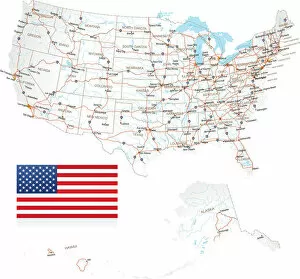 Major Road Collection: Highly detailed USA Road Map
