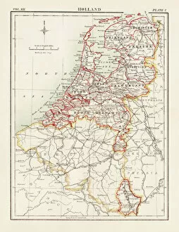 Netherlands Photographic Print Collection: Holland map 1881