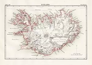 Iceland Jigsaw Puzzle Collection: Iceland map 1881