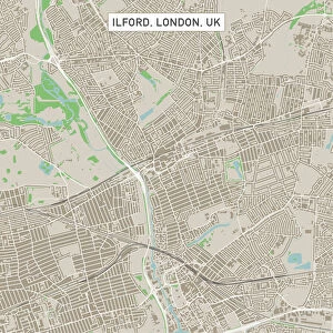 Vector illustrations Canvas Print Collection: Ilford London UK City Street Map