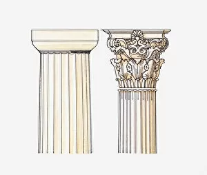 Greece Mouse Mat Collection: Illustration of Doric and Corinthian style columns