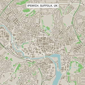 Street art Canvas Print Collection: Ipswich Suffolk UK City Street Map