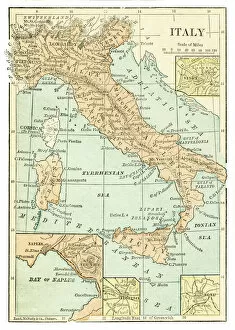 Italy Poster Print Collection: Italy map 1875