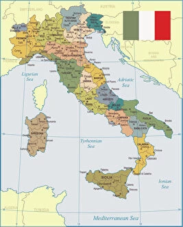 Maps and Charts Canvas Print Collection: Italy Map - illustration