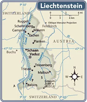 Liechtenstein Framed Print Collection: Liechtenstein country map