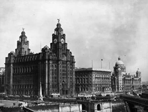 Black and White Premium Framed Print Collection: Liver Buildings