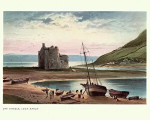 Vintage Cushion Collection: Lochranza Castle, Isle of Arran in Scotland, 19th Century