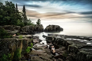 Coastal landscapes Framed Print Collection: A long exposure on the coast of Lake Superior, near Grand Marais, Minnesota