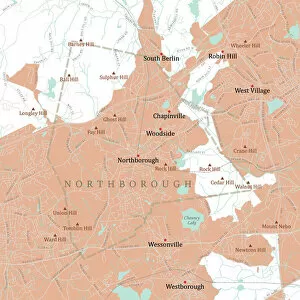 Worcester Collection: MA Worcester Northborough Vector Road Map