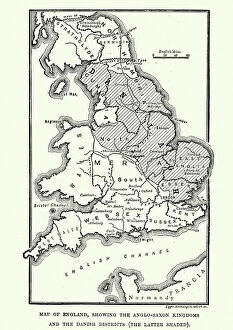 Map Cushion Collection: Map of Anglo-Saxon Kingdoms and the Danelaw, 9th Century