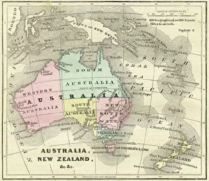 Australia Fine Art Print Collection: Map of Australia and New Zealand 1856