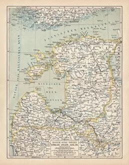 Lithuania Photo Mug Collection: Map of Baltic states, lithograph, published in 1877