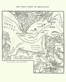 Related Images Photographic Print Collection: Map of the Battle of Hampton Roads