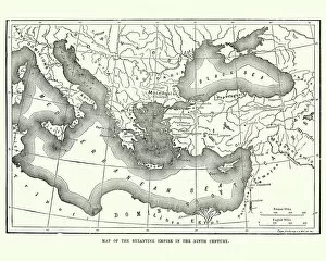 Map Greetings Card Collection: Map of the Byzantine Empire in the 9th Century
