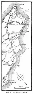 Monochrome Collection: Map of the Cinque Ports (Victorian engraving)