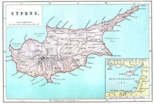 Turkey Framed Print Collection: Map of Cyprus