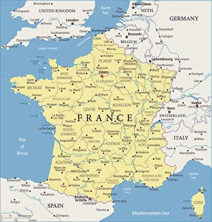 France Metal Print Collection: Map of France - Vector