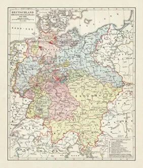 Netherlands Mouse Mat Collection: Map of the German Confederation (1815-1866), lithograph, published in 1897