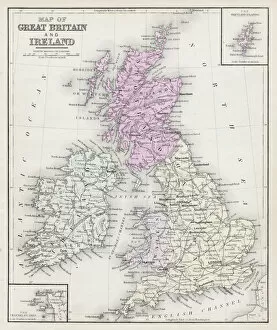 Wales Canvas Print Collection: Map of Great Britain and Ireland 1877