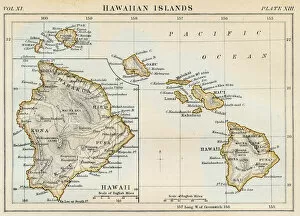 Hawaii Collection: Map of Hawaiian islands 1883