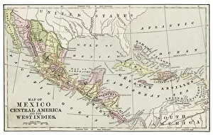 West Indies Collection: Map of Mexico and Central America 1889