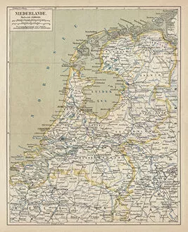 Belgium Photographic Print Collection: Map of the Netherlands, lithograph, published in 1877