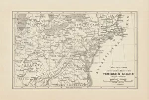 Jersey City Photographic Print Collection: Map of Northeast United States, published in 1882