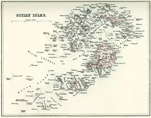 Victorian fashion trends Jigsaw Puzzle Collection: Map of the Scilly Isles