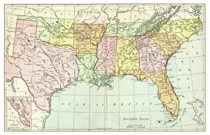 Georgia Photo Mug Collection: Map of Southern States USA 1895
