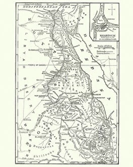 Victorian era fashion Canvas Print Collection: Map of Sudan, late 19th Century