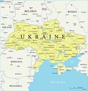 Maps Premium Framed Print Collection: Map of Ukraine