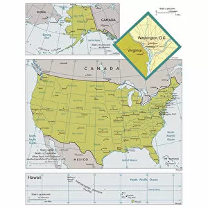Americas Jigsaw Puzzle Collection: Map of the United States of America with states and major cities