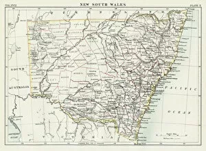 Wales Pillow Collection: New South Wales map 1884