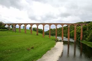 Riverbank Collection: The nineteenth century arched Leaderfoot Viaduct over the River Tweed in the Scottish Borders