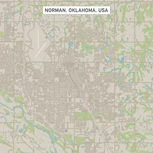 Oklahoma City Fine Art Print Collection: Norman Oklahoma US City Street Map