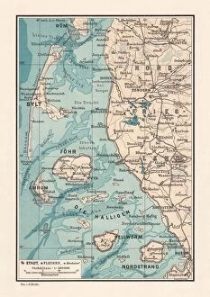 Travel Destination Collection: Northern Friesland (Nordfriesland), and islands, Schleswig-Holstein, Germany, lithograph