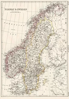 Maps Collection: Norway and Sweden map 1884