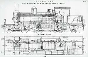Railroad Track Collection: Old fashioned steam train locomotive