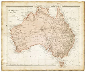 Maps Fine Art Print Collection: Old map of Australia 1899