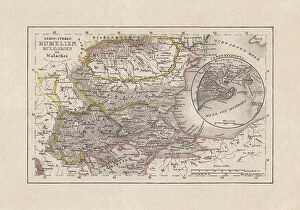Bulgaria Jigsaw Puzzle Collection: Old map of Romania and Bulgaria, steel engraving, published 1857