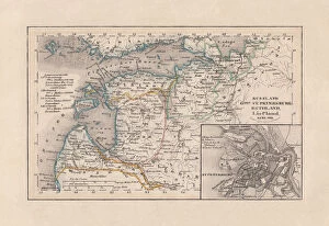 Latvia Metal Print Collection: Old map of Russia and the Baltic States, published 1857