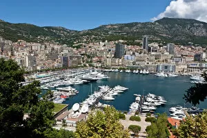 France Canvas Print Collection: Overlooking the harbour of Monaco, Port Hercule, Monte Carlo, Principality of Monaco, Cote dAzur